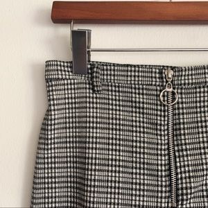 knit plaid zip-front pants